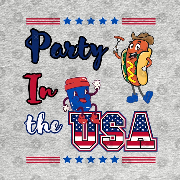 Party In The USA Hot Dog and coffee by bymetrend